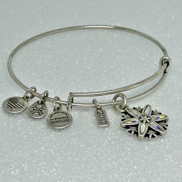 Alex & Ani 2017 Snowflake Charm Bracelet Adjustable Silver Tone - Picture 4 of 5